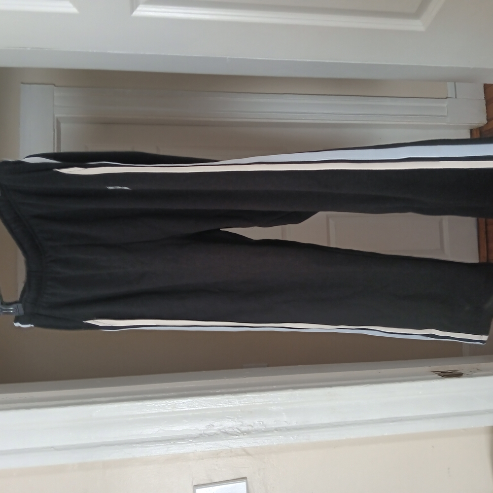Black Track Pants with White Stripes
